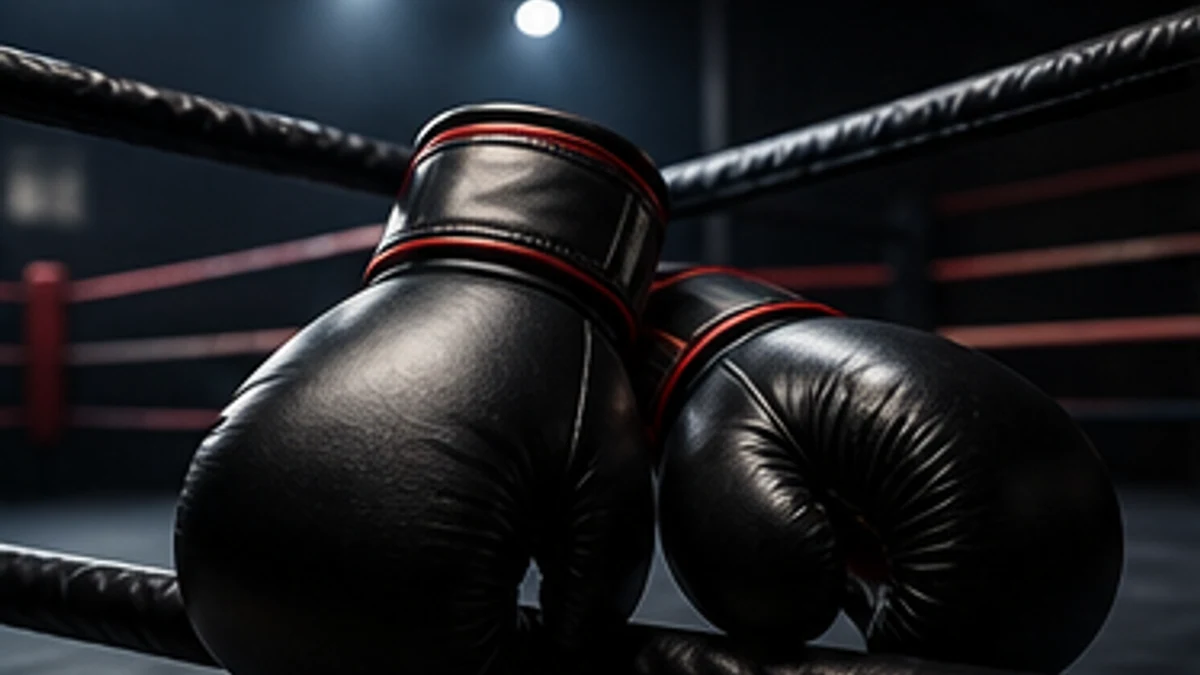Generic combat-sports gloves in a boxing ring