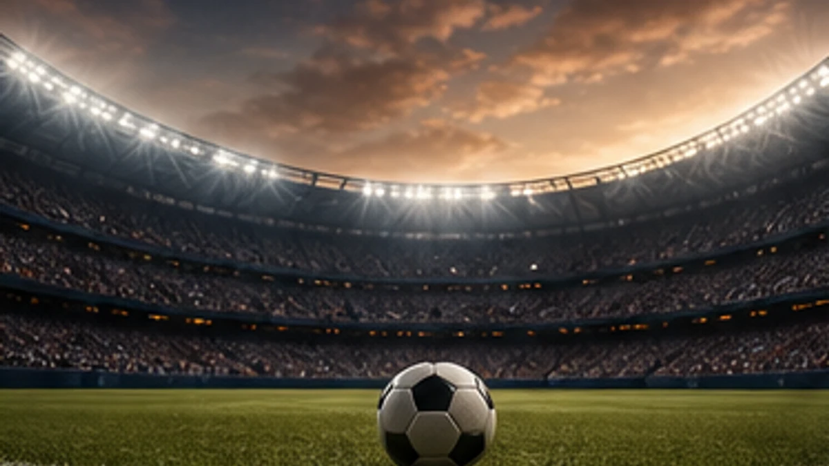 Generic international soccer semifinal from a wide stadium angle