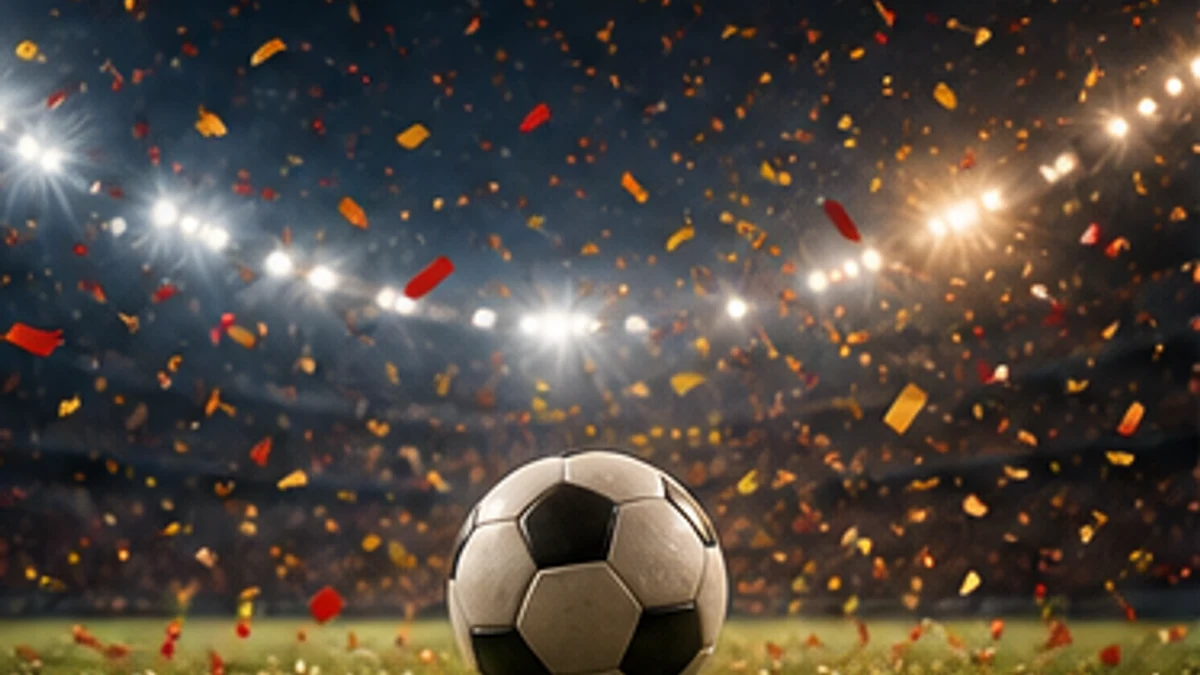 Generic international soccer championship final with confetti