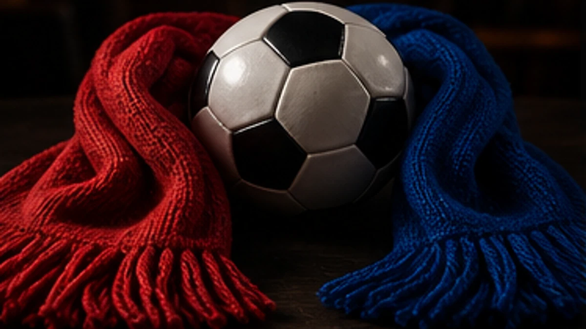 Generic red and blue soccer matchup without team logos